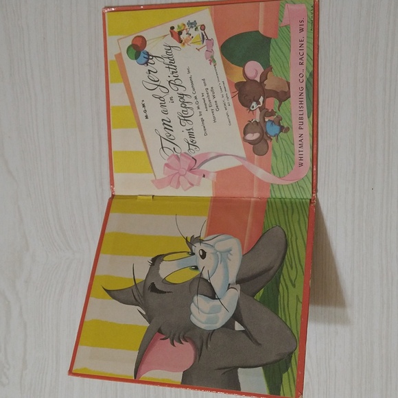 Vintage 1955 MGM's Tom & Jerry Tom's Happy Birthday Children's Tell-A-Tale Book - Picture 3 of 3